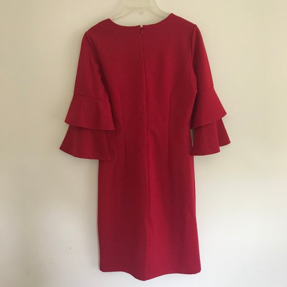 J. Mclaughlin Red Bell Sleeve Dress S - Picture 5 of 6